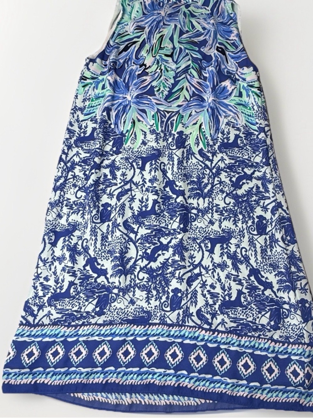 LILLY PULITZER Dress Evah Ready Set Gecko Shift XXS Blue Sleeveless V-Neck W900 - Picture 3 of 6